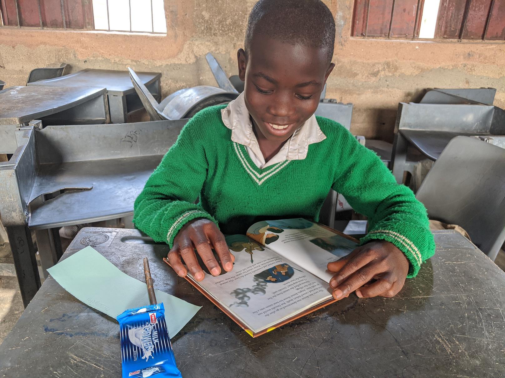 A child reading a book